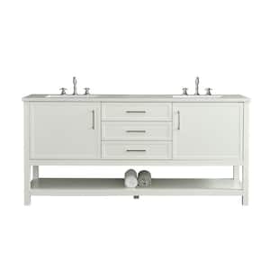 Arlo 72 in. W x 22 in. D x 34 in. H Bath Vanity in White with Engineered Stone Top in Ariston White with White Sinks