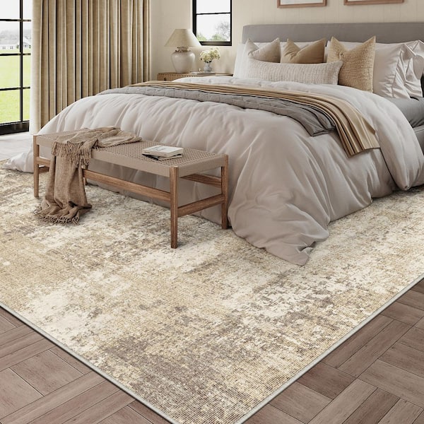 Mist Gray/Beige 6 ft. x 9 ft. Modern Abstract Area Rug