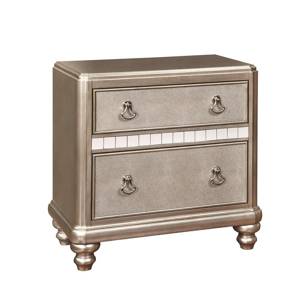 Coaster Bling Game Metallic Platinum 2-Drawer Nightstand 204182 - The ...