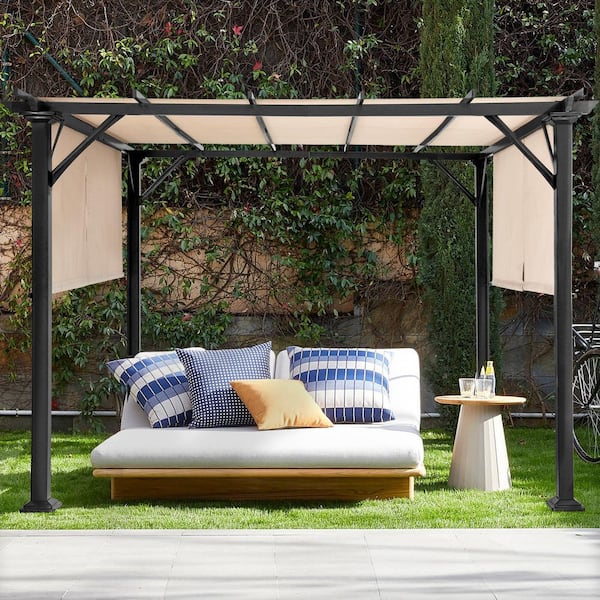 10 ft. x 10 ft. Steel Outdoor Patio Gazebo with Beige Shade Canopy