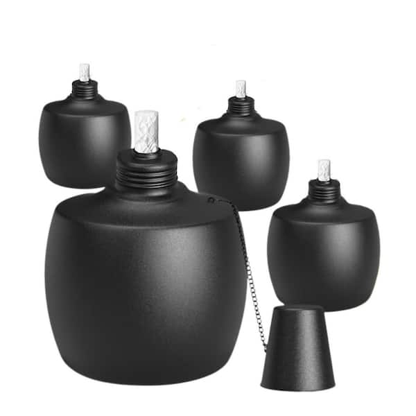 20.5 oz Metal Tabletop Torches with Fiberglass Wick for Outdoor Use 4-Pack