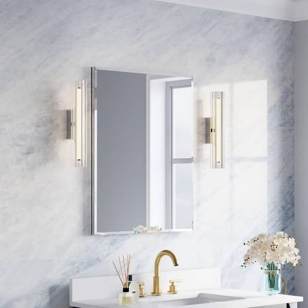 ROSA 24 in. W x 30 in. H Rectangular Aluminum Tri-View Beveled-Edge Medicine Cabinet with Mirror, Soft-Close BLUM Hinge