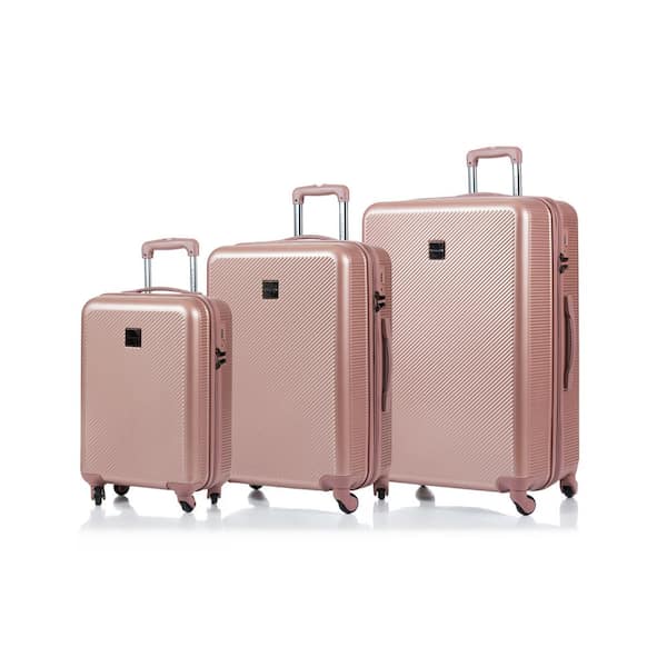 Unbranded CHAMPS Iconic 28 in.,24 in., 20 in. RoseGold Hardside Luggage Set with Spinner Wheels (3-Piece)