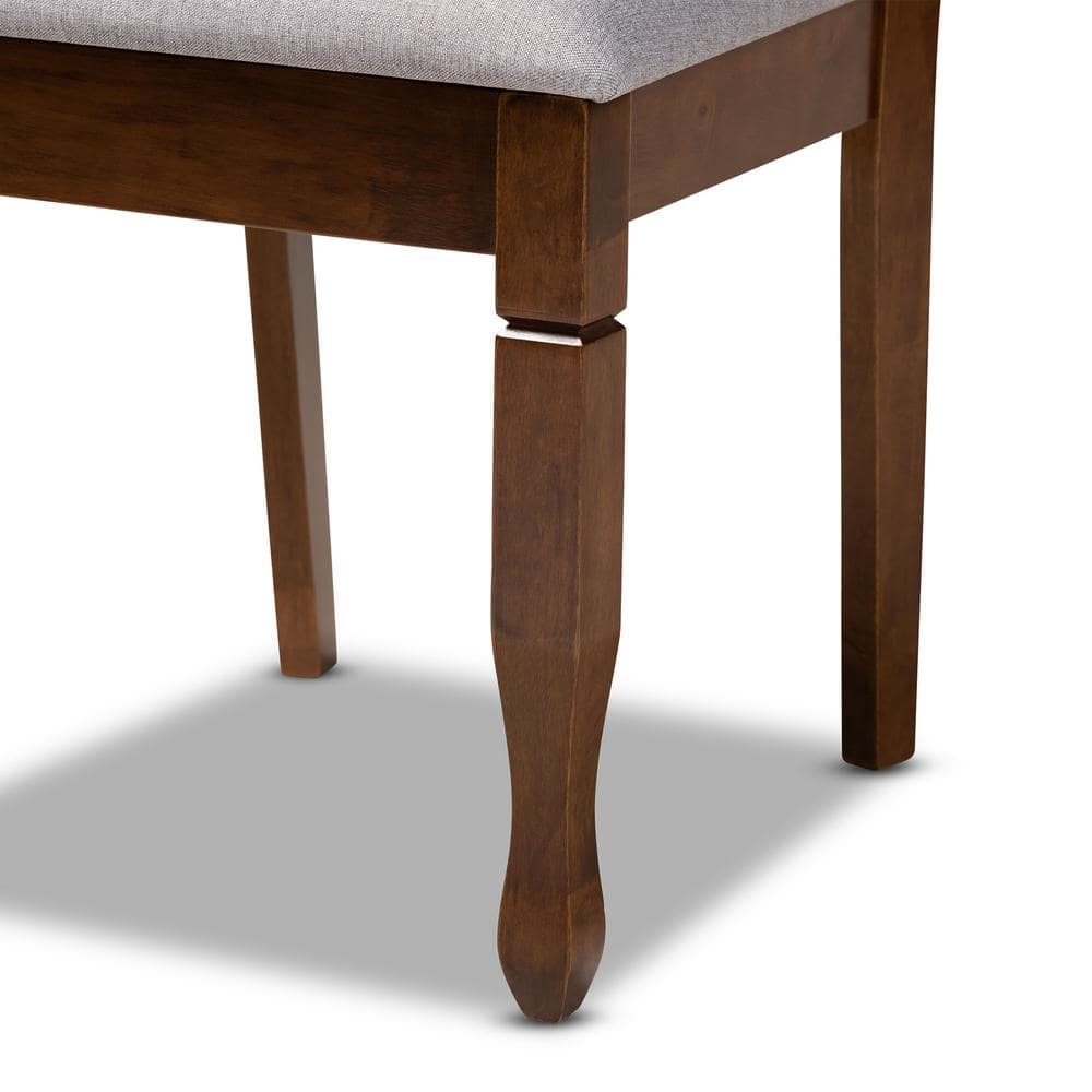 Aggie Grey Fabric and Walnut Wood 5-Piece Circular Dining Set