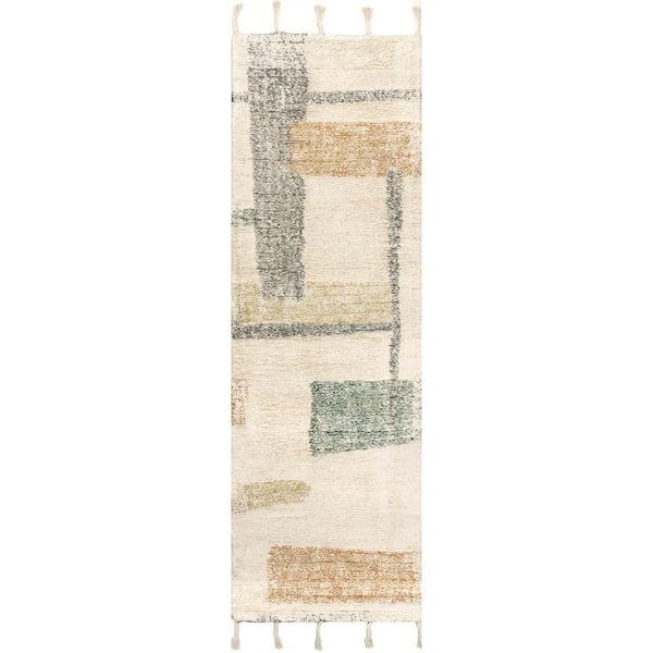 Rancho Abstract Ivory 2 ft. x 8 ft. Runner Rug