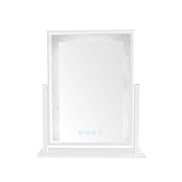 Dyconn Hollywood Crystal 12 in. W x 16 in. H Framed Bathroom Vanity Mirror in Silver