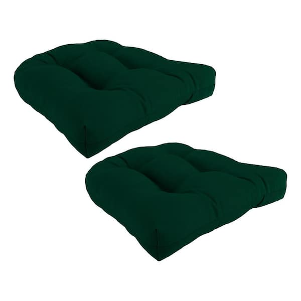 Jordan Manufacturing 18 in. L x 18 in. W x 4 in. T Tufted Outdoor Wicker Seat Cushion in Forest Green (2-Pack)