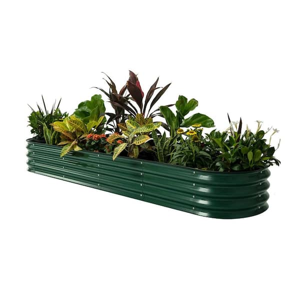 vego garden 11 in. Tall 9 in. 1 Modular British Green Metal Raised Garden Bed Kit