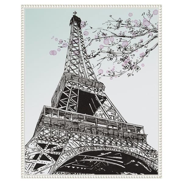 Amanti Art Spring in Paris I by Melissa Wang 1 Piece Floater Frame Canvas Giclee Architecture Art Print 28 in. x 23 in.
