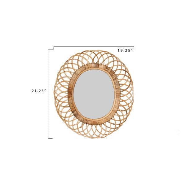 Natural Bamboo Oval Full-Length Wall Mirror
