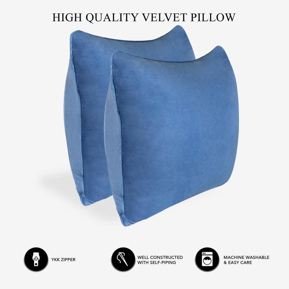 Prussian Blue Velvet 12x20 Inch Decorative Pillow Covers Set of 2