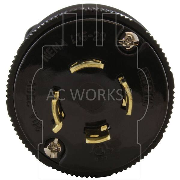 AC WORKS NEMA L15-20P 3-Phase 20A 250V 4-Prong Locking Male Plug