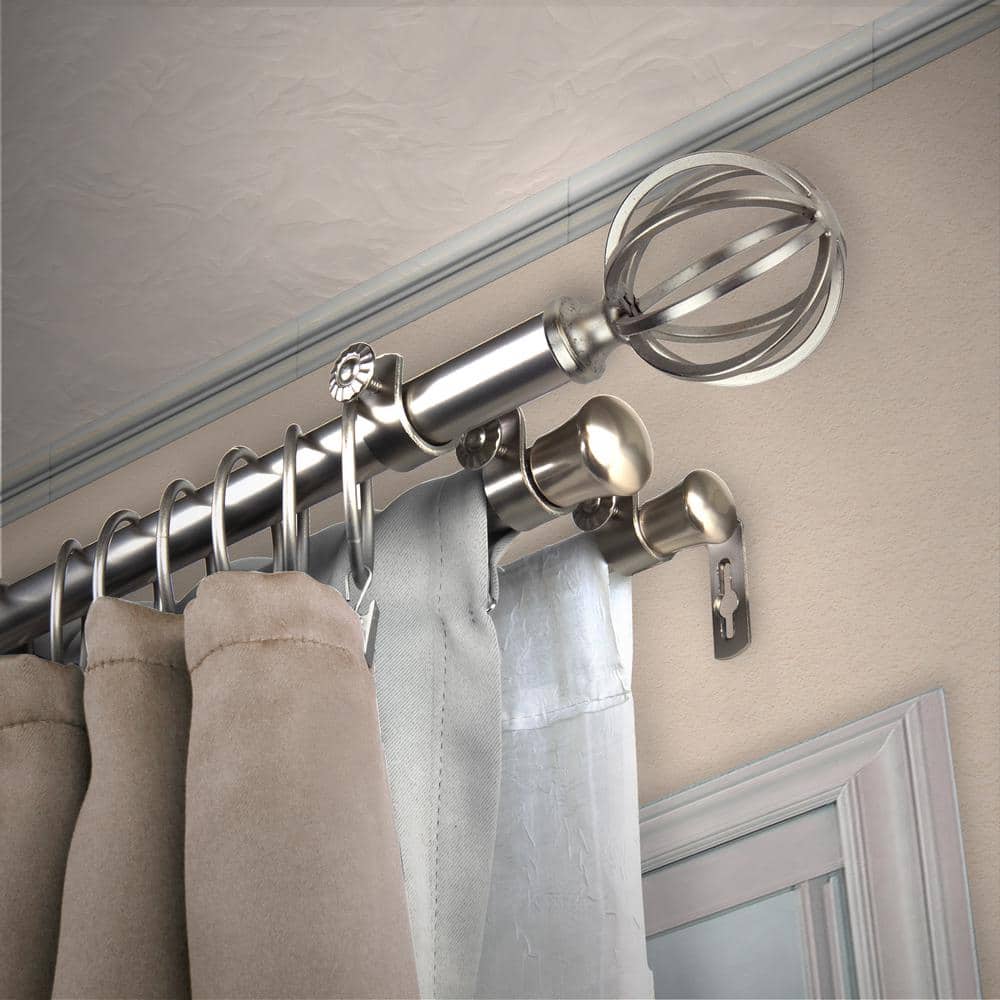 "13/16"" Dia Adjustable 66"" to 120"" Triple Curtain Rod in Satin Nickel with Leoni Finials" price history on PriceWatchPro