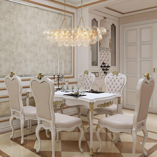 HUOKU Neuvy 8-Light 50.4 in. W Brass Chandelier with Swirled-Glass