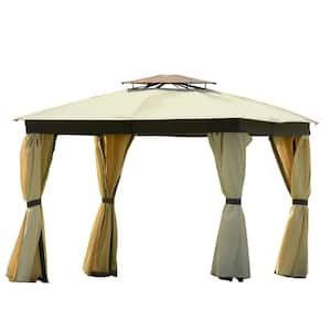 9.8 ft. W x 9.8 ft. D Khaki Outdoor Patio Gazebo Tent Garden Canopy for Your Yard, Patio, Garden, Outdoor or Party