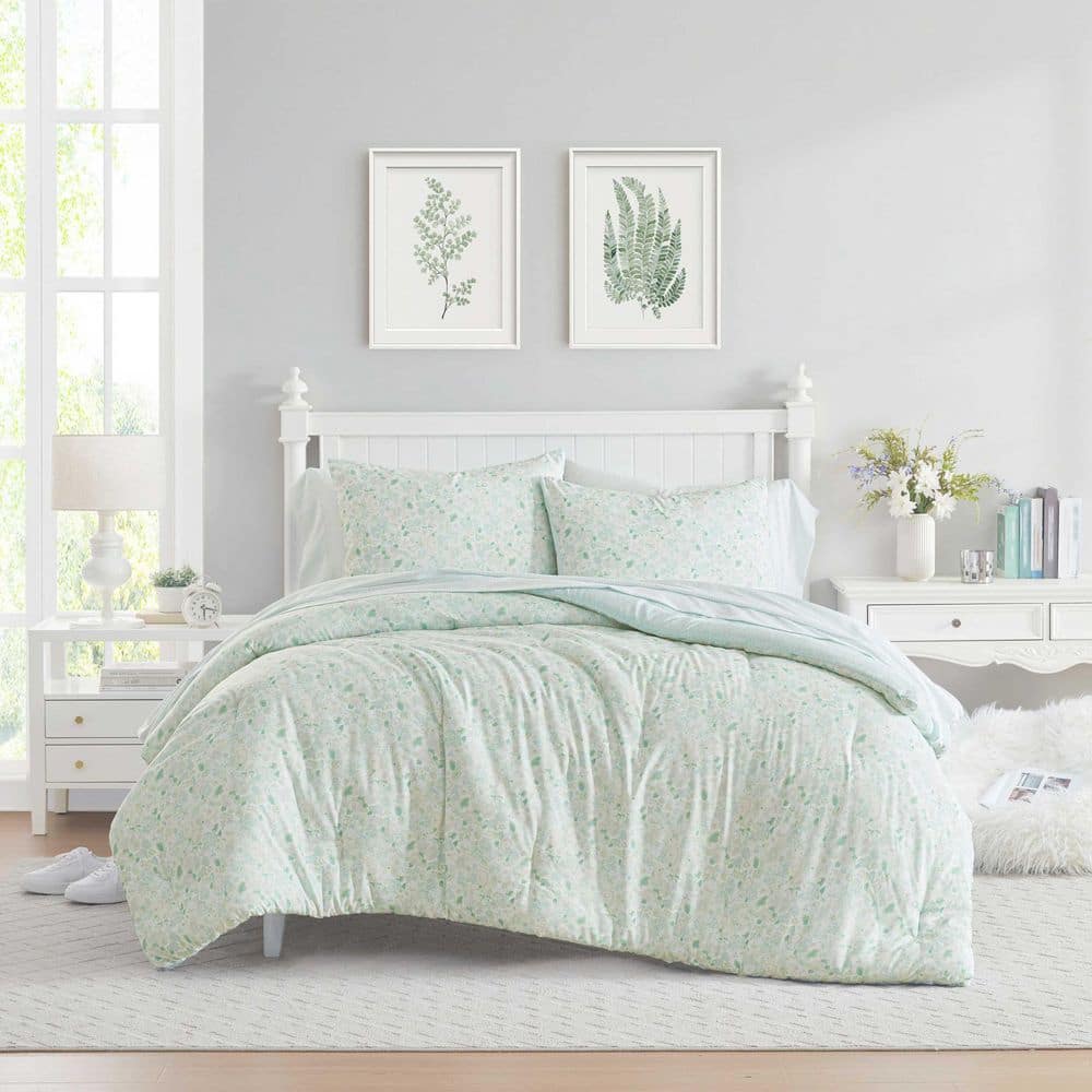 Laura Ashley Quartet Reversible 7-Piece Light Blue Microfiber