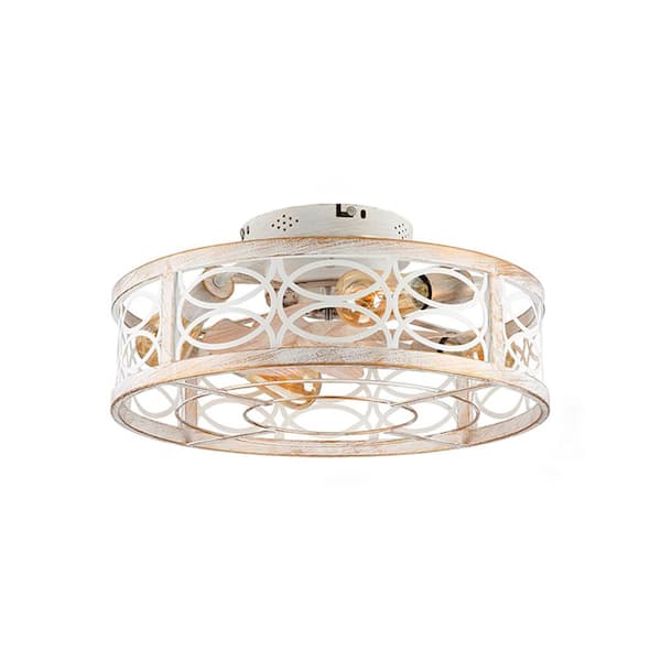 FIRHOT 20 in. Indoor White Caged Retro 4-Light Ceiling Fan with Remote Control