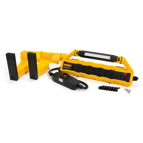 15 Amp GFCI 8-Outlet Power Station with Detachable Rechargeable Work Light/Cord Minder Set for Storage Rack