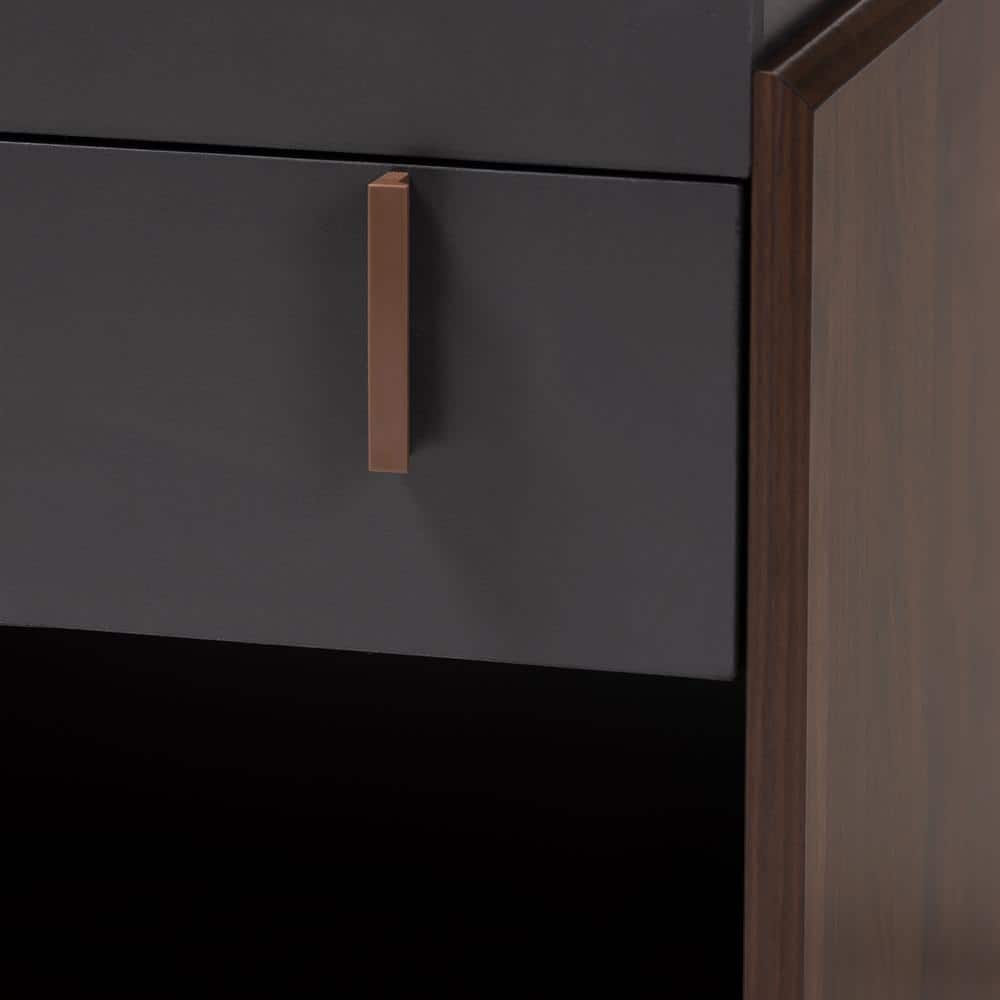 Contemporary Two-Tone Gray and Walnut 1-Drawer Nightstand