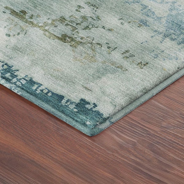 Mayfield Premium Machine Washable Abstract AMF2372 Teal 2 ft. x 3 ft. Accent Rug