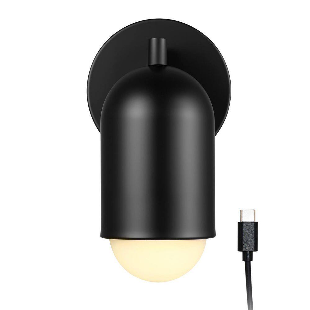 Novogratz x Globe Matte Black LED Integrated Rechargeable Battery Wall Sconce with Frosted Diffuser price history on PriceWatchPro