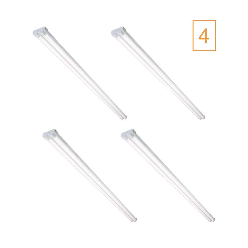 4-Pack 8 ft. Integrated LED White Strip Light Fixture 4000K Bright White 9000 Lumen 120V Workshop Basement Utility Light price history on PriceWatchPro