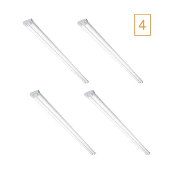 4-Pack 8 ft. Integrated LED White Strip Light Fixture 4000K Bright White 9000 Lumen 120V Workshop Basement Utility Light