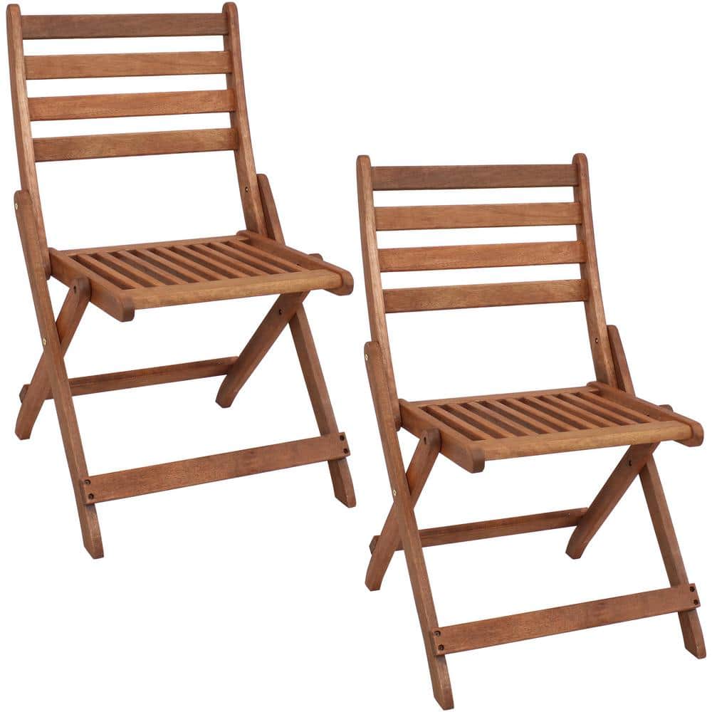 Sunnydaze Meranti Wood Outdoor Folding Bistro Chair Set