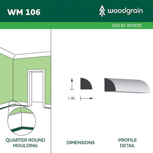 WM 106 - 11/16 in. x 11/16 in. Solid Pine Quarter Round Molding