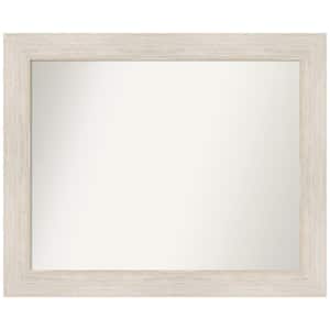 Hardwood Whitewash 33 in. W x 27 in. H Non-Beveled Wood Bathroom Wall Mirror in White