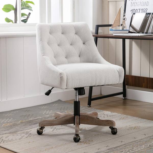 cream linen office chair