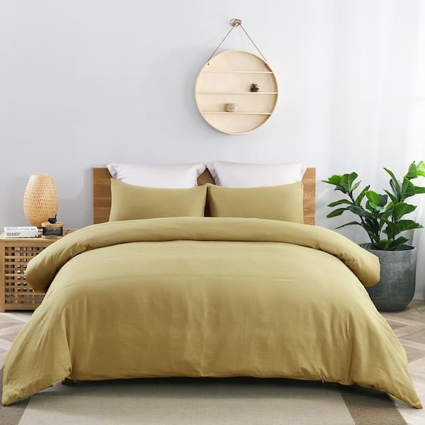 Khaki Microfiber King Duvet Cover Set