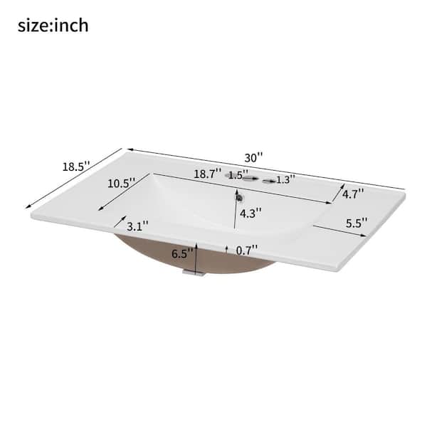 Virubi Floating 30 in. W Single Sink Black Vintage Bath Vanity