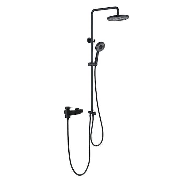 Tomfaucet Single Handle 3-Spray Tub and Shower Faucet 1.6 GPM with Hand Shower in Matte Black Valve Included