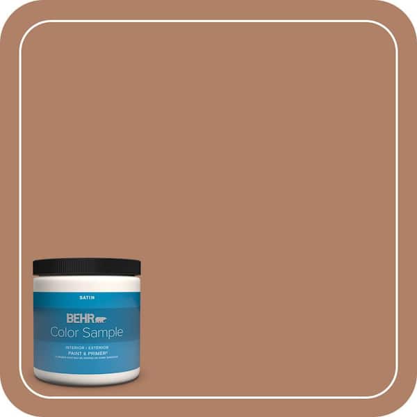 BEHR PREMIUM PLUS 8 oz. #S210-5 Cider Spice Satin Enamel Interior/Exterior Paint & Primer Color Sample