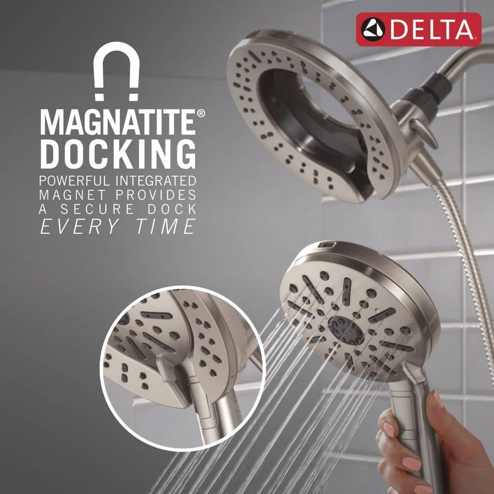 In2ition w/ Cleaning Spray 6-Spray Dual Wall Mount Fixed and Handheld Shower Head 1.75 GPM in Spotshield Brushed Nickel