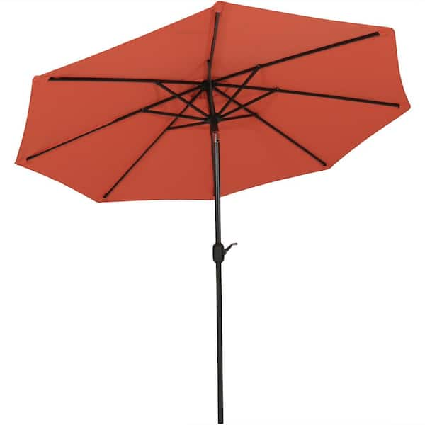 Sunnydaze 9 ft. Market Patio Umbrella Fade Resistant with Auto-Tilt in Rust Orange