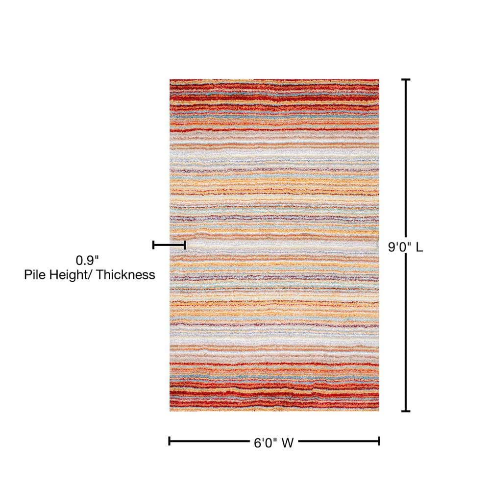 Zoomy 6' x 9' Red Striped Tufted Shag Rug