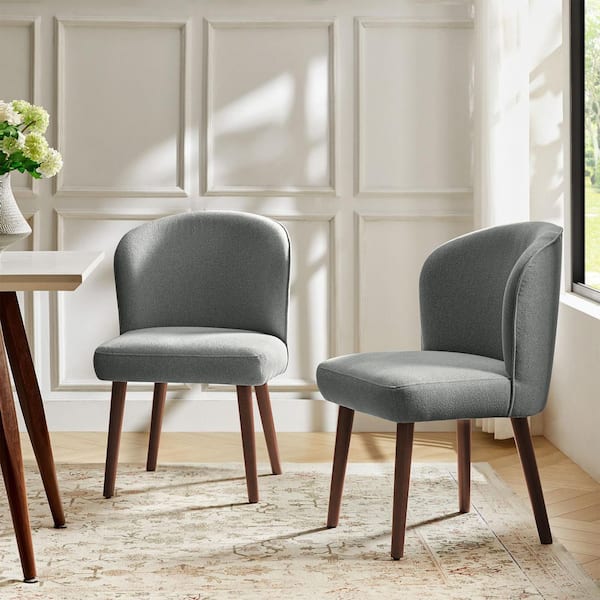 JAYDEN CREATION Bblythe Gray Mid-Century Polyester Upholstered Dining Chair Set of 2