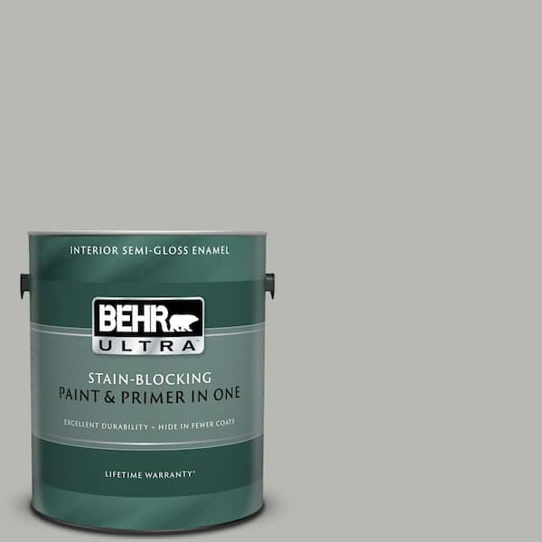 BEHR ULTRA 1 gal. #UL260-18 Classic Silver Semi-Gloss Enamel Interior Paint and Primer in One