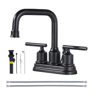 4 in. Centerset Double Handle High Arc Bathroom Faucet with Drain Kit in Oil Rubbed Bronze