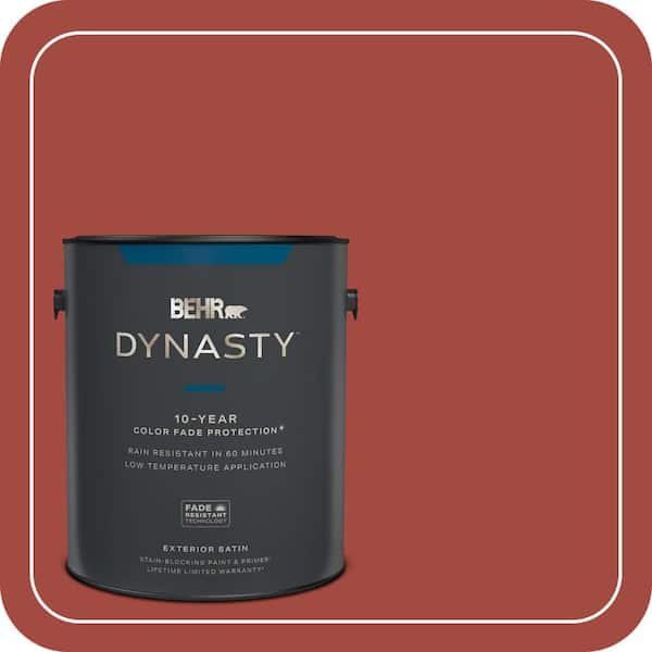 BEHR DYNASTY 1 gal. #170D-7 Farmhouse Red Satin Enamel Exterior Stain-Blocking Paint & Primer