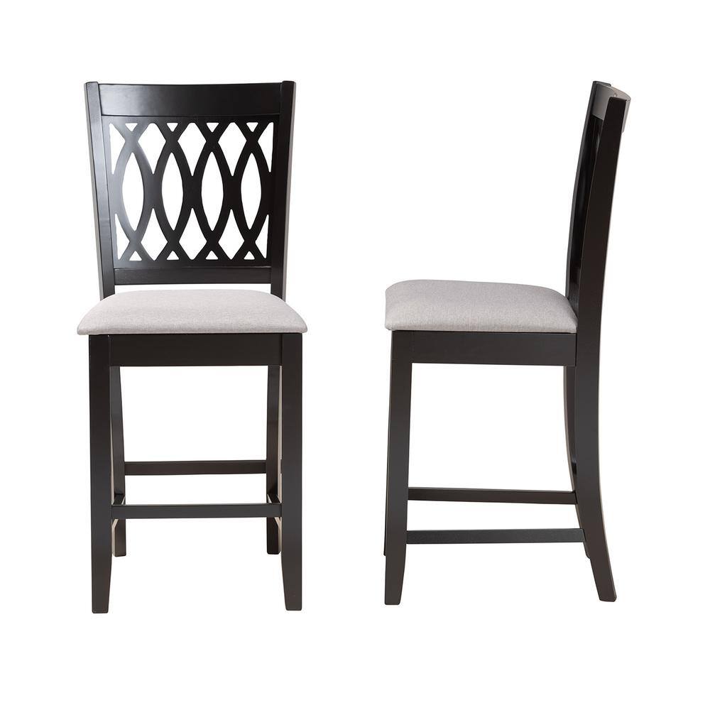 ErgoComfort Gray Fabric and Wood Mid-Back Counter Stool