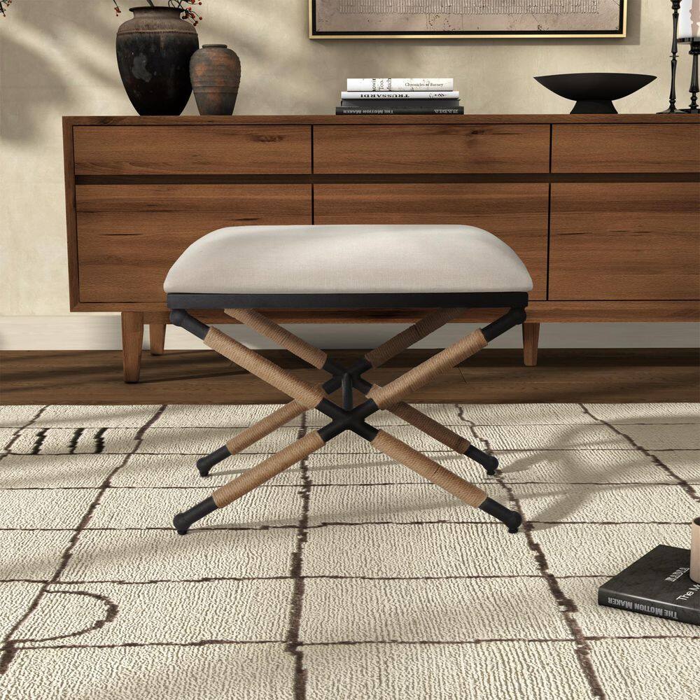 Carmelo Beige/Black Fabric Ottoman price history on PriceWatchPro