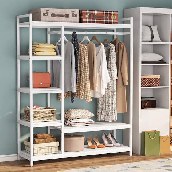 Tribesigns 7.87-ft to 7.87-ft W x 5.58-ft H White Ventilated Shelving Wood Closet System | HOGA-JW0092X