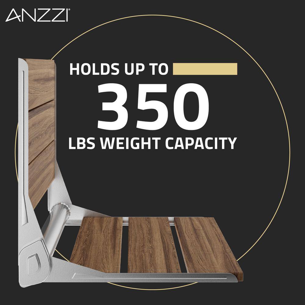 Teak and Chrome Wall Mounted Folding Shower Seat