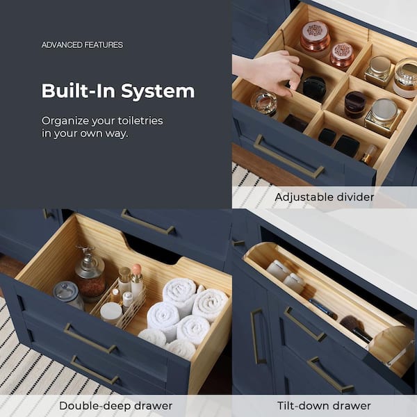 OVE Decors Tahoe 60 in. Double Sink Midnight Blue Bath