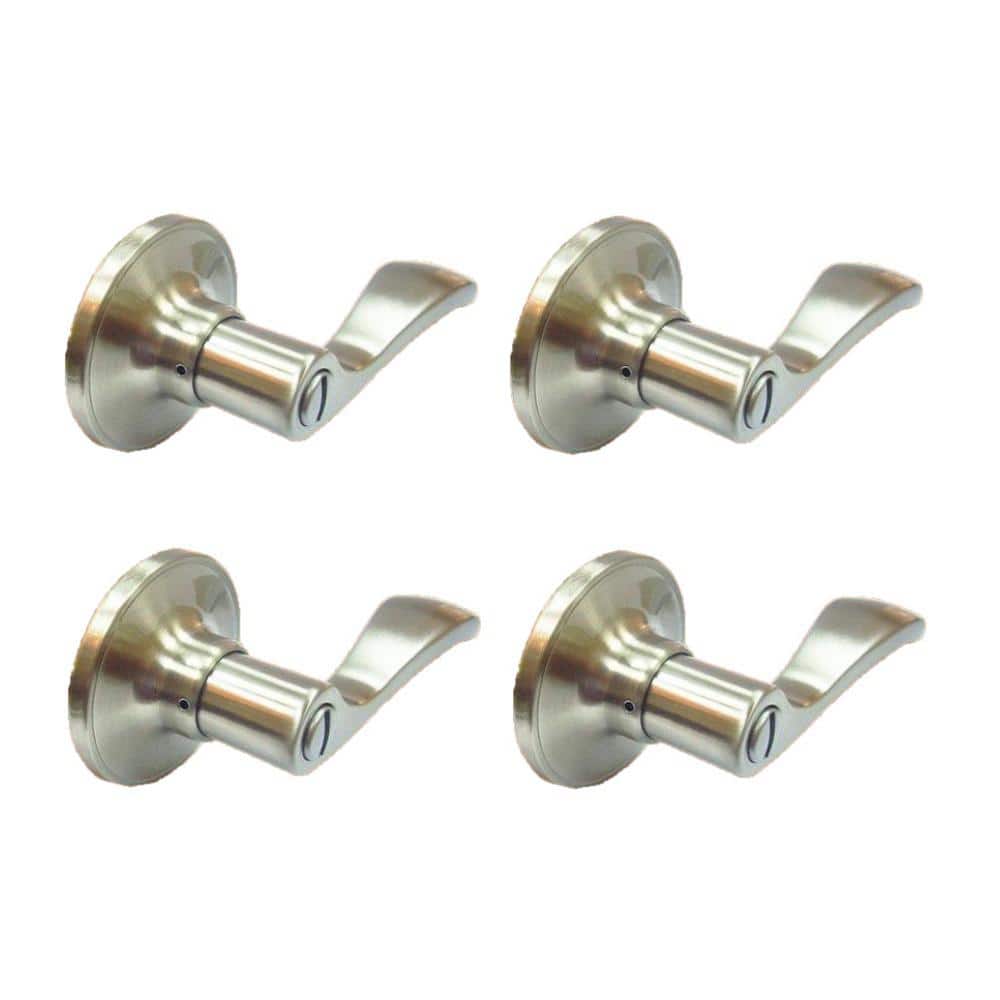 Naples Satin Nickel Bed/Bath Door Handle Contractor Pack (4-Piece)