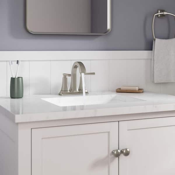 Belmeade 4 in. Centerset 2-Handle Bathroom Faucet with Drain Kit in Brushed Nickel