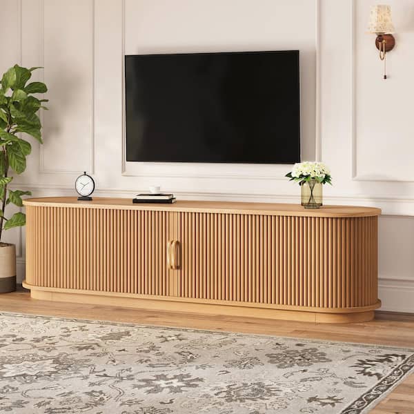 Noble House Norton Country Natural Finish Wooden Oval Fluted TV